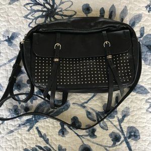 Black Studded Leather Crossbody Bag